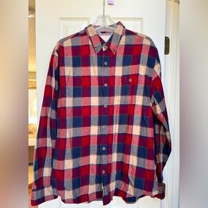 Plaid Flannel Shirt - Red, Blue, Cream